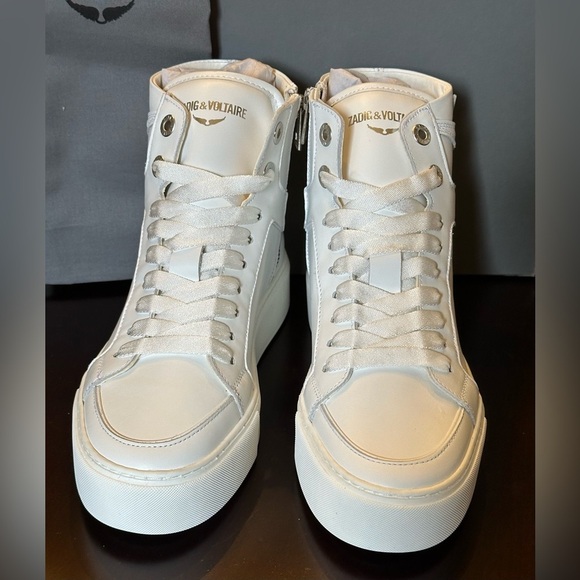 NIB Zadig & Voltaire HIGH FLASH CHUNKY SMOOTH Platform High-top 37 Blanc White 6 - Picture 6 of 12
